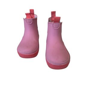 Zara Kids Pink Rubber Rain Boots with Coral Trim Size 11